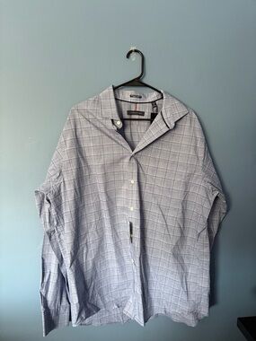 Tommy Hilfiger XL Men's Light Blue Windowpane Dress Shirt